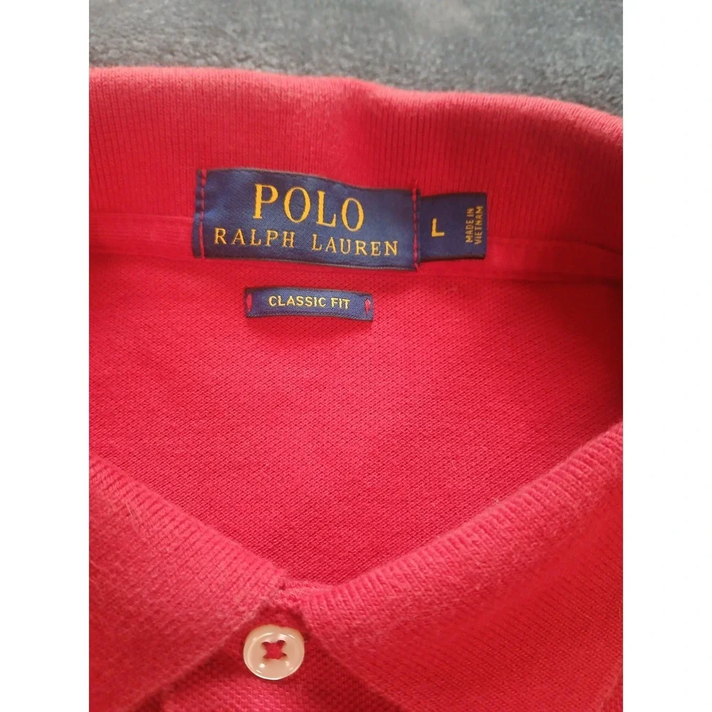 Polo Ralph Lauren Men's LARGE   Short‎ Sleeve Polo Shirt  Red